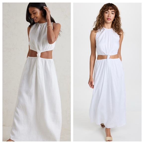 Faithful The Brand‎ Dress Womens 6 White Linen Neutral Beachy Tropical Festival - Picture 1 of 16